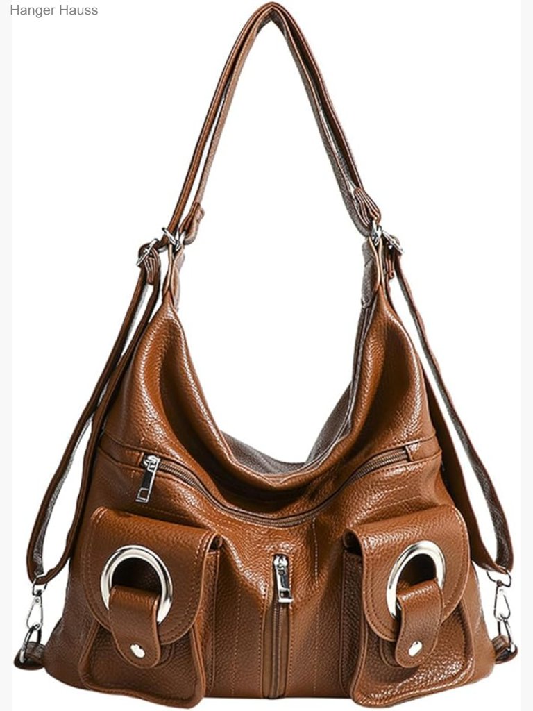 3-In-1 Convertible Handbag Pu Leather Crossbody Shoulder Sling Backpack Mult